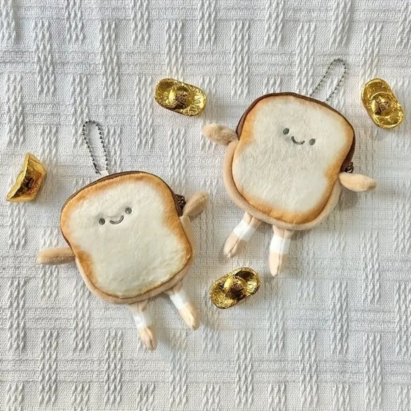 Toast Coin Purse, Cartoon Cute Portable Earphone Bag, Creative Small Pouch - Picture 3 of 4